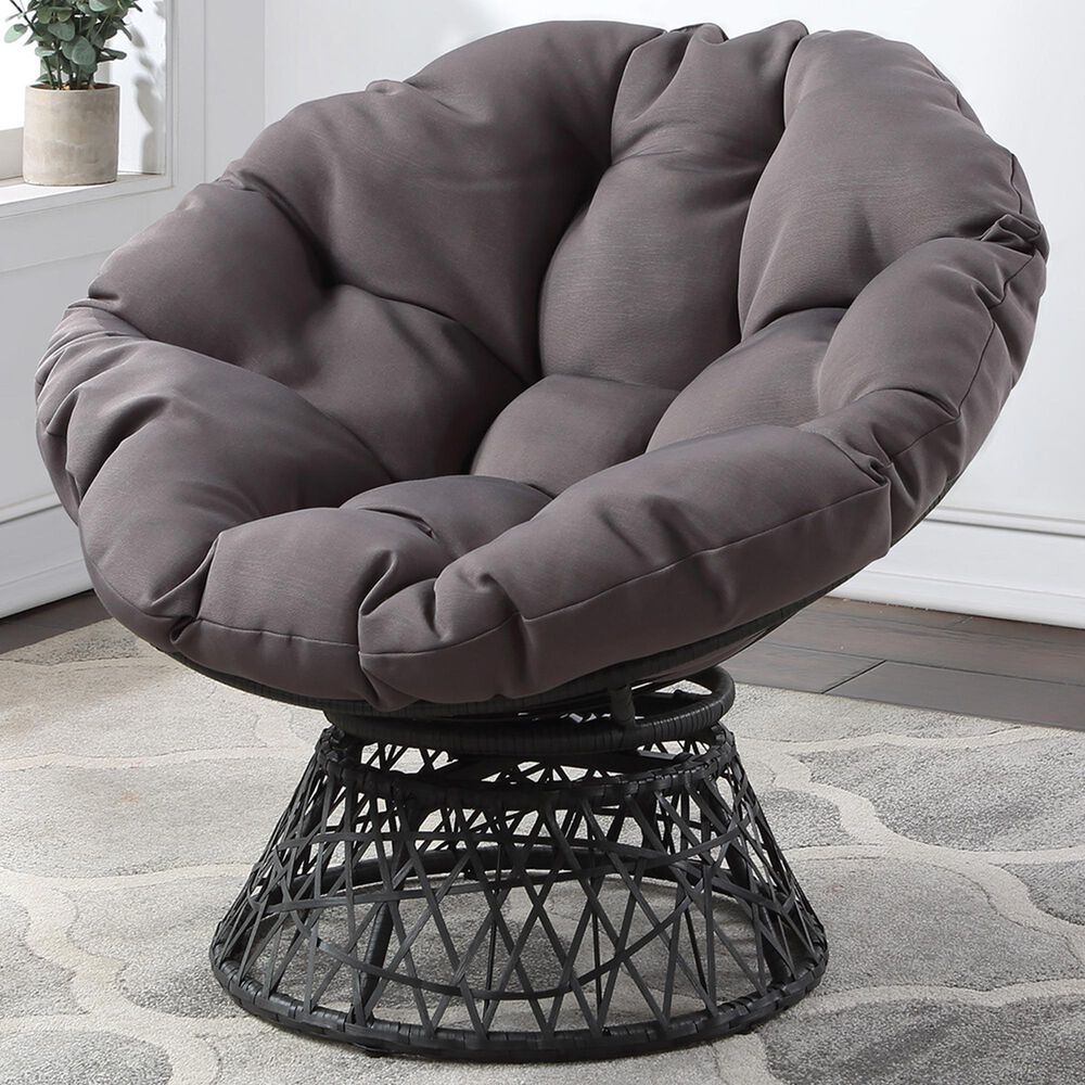 Valor Living Papasan Swivel Chair in Grey, , large