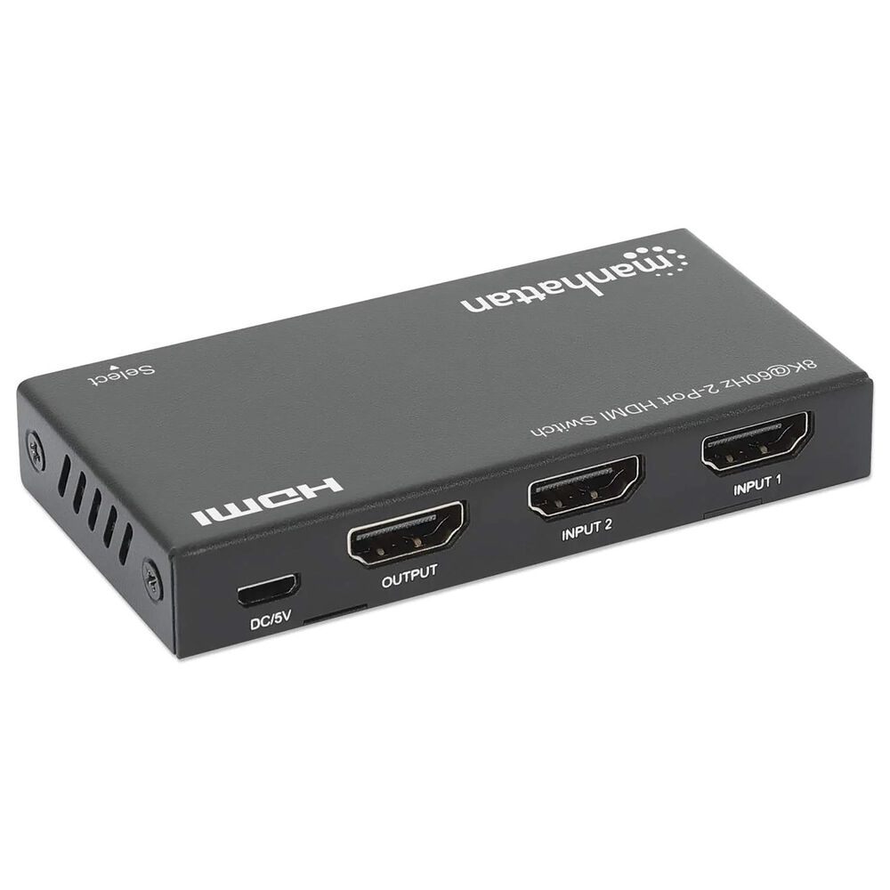 Manhattan 2-Port 8K HDMI Switch with IR Remote Control in Black, , large