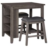 Signature Design by Ashley Caitbrook 3-Piece Counter Height Dining Table Set in Antiqued Gray