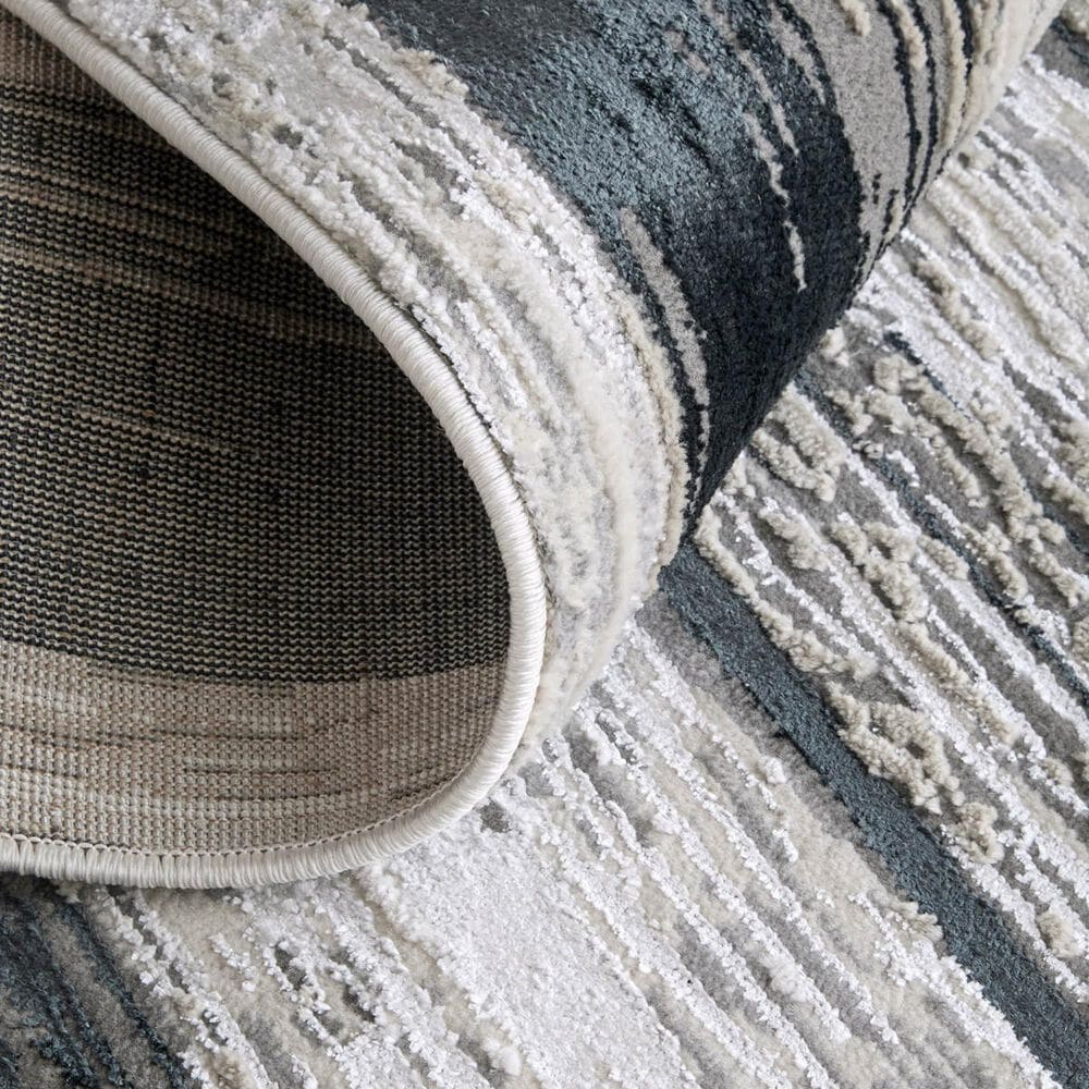 Feizy Micah Silver and Black 3&#39;11&quot; x 6&#39; Area Rug, , large