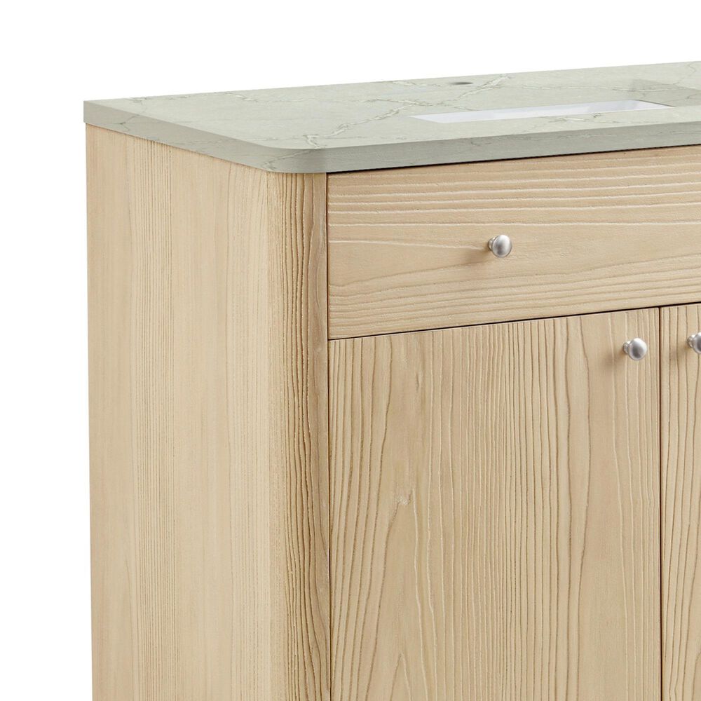 James Martin Vanities Gracyn 36&quot; Single Bathroom Vanity in Coastal Driftwood with 3 cm Victorian Silver Quartz Top and Rectangular Sink, , large