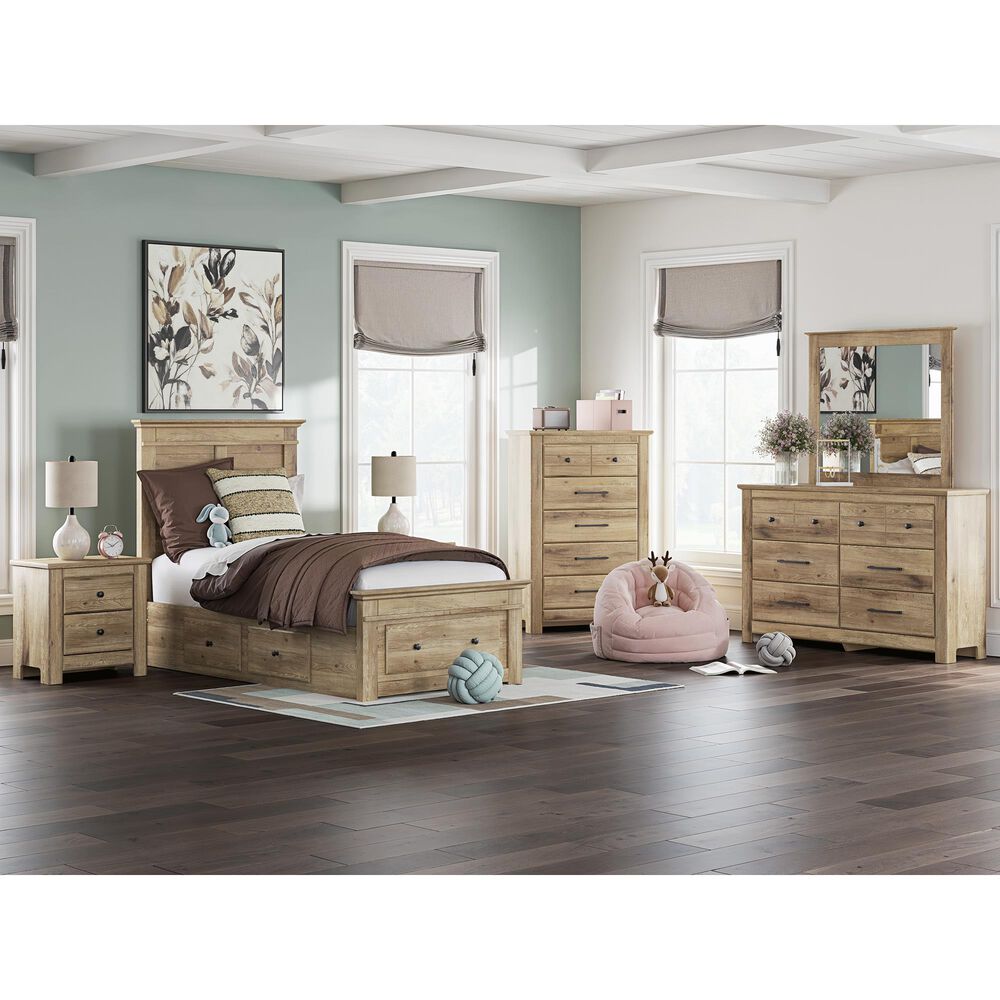 Ashley Makidern 2-Piece Twin Storage Bedroom Set with Five Drawers in Natural Brown, , large