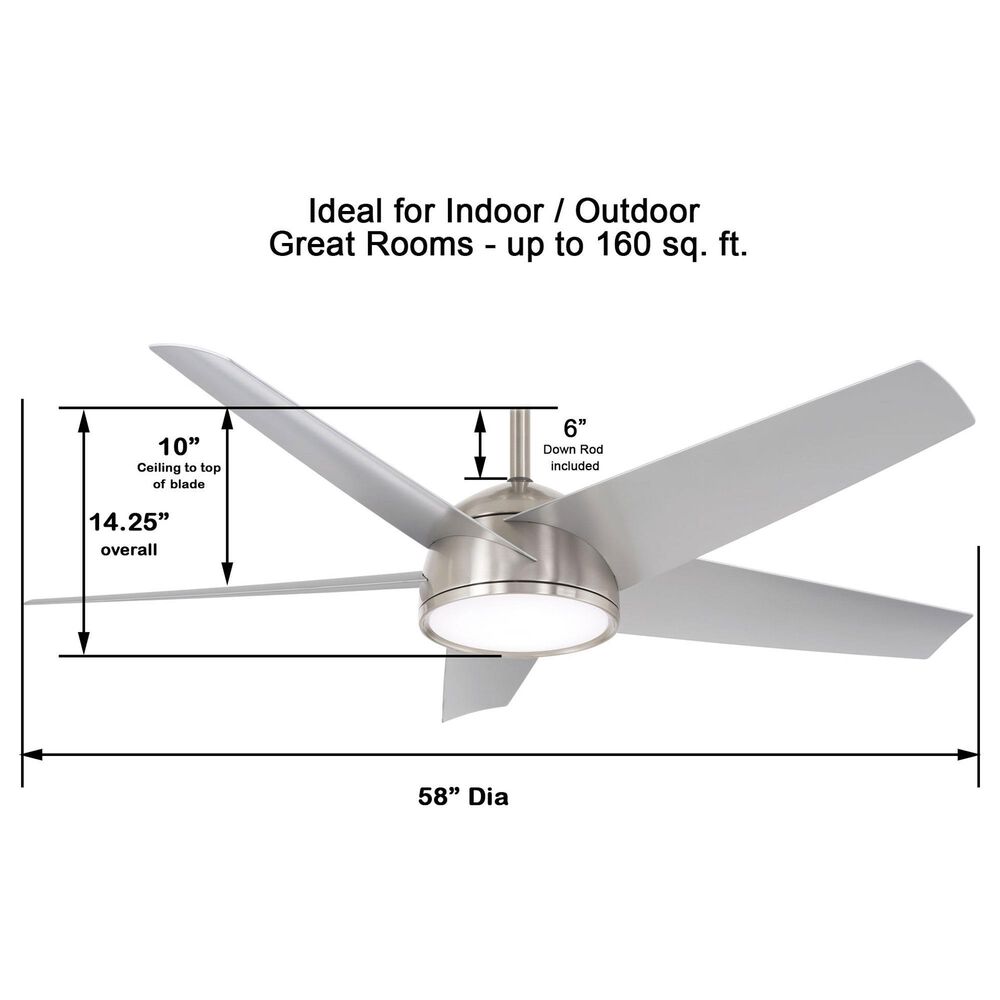 Minka-Aire Chubby 58" Smart Indoor/Outdoor Ceiling Fan in Brushed Nickel Wet, , large
