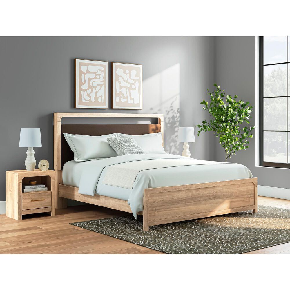 Ashley Kinlanni King Upholstered Platform Bed in Tan, , large