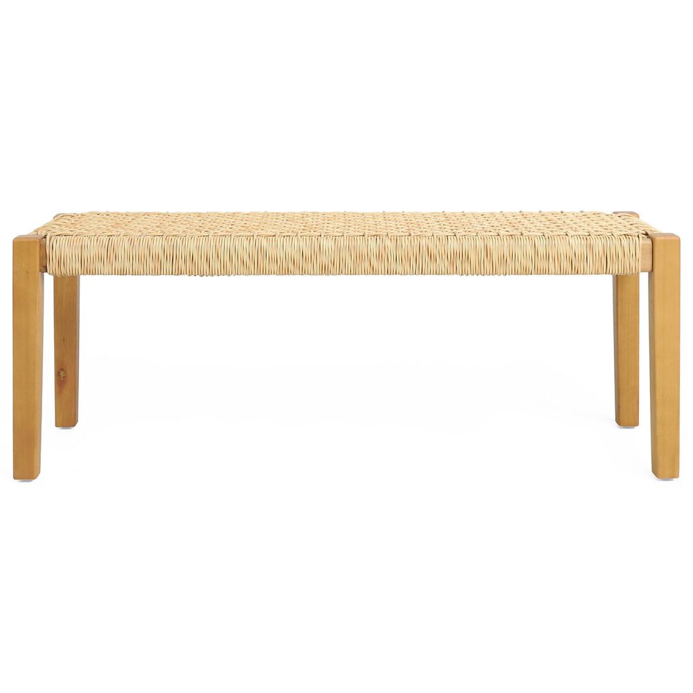 Hearth and Haven Angie Outdoor Bench in Teak and Light Brown, , large