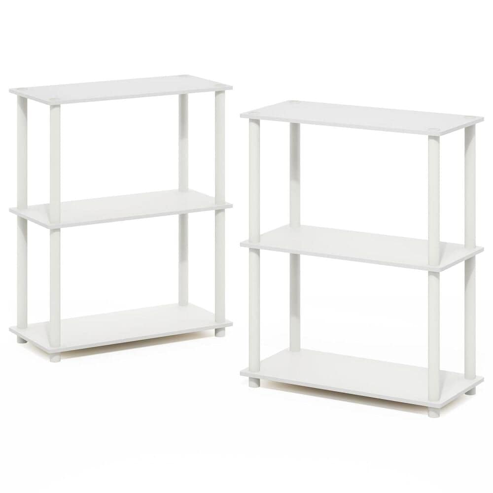 HOMLUX Turn-N-Tube 3-Tier Compact Open Storage Bookshelf in White (Set of 2), , large
