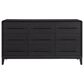Sterling Timber Elure Queen Upholstered and Strap Panel Bed with Dresser Chest and 2 Nightstands in Peppercorn, , large