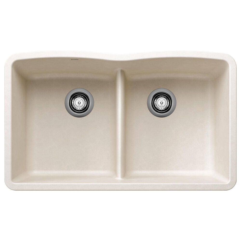 Blanco Diamond Equal Low Divide Double Bowl Kitchen Sink in Soft White, , large