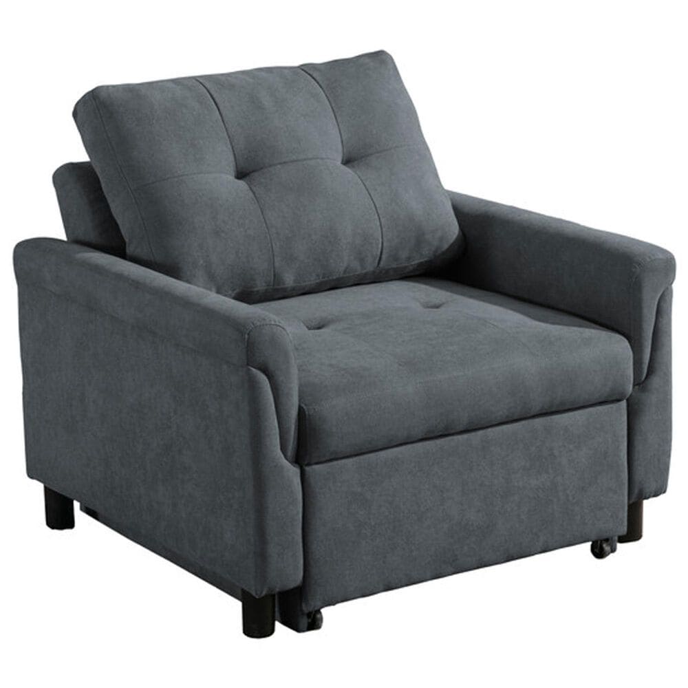 HOMLUX 35"W Convertible Armchair with Lounger and Sofa Bed Function, in Dark Grey, , large