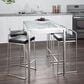 LumiSource Fuji Stackable Counter Stool with Black Faux Leather in Brushed Stainless Steel (Set of 2), , large