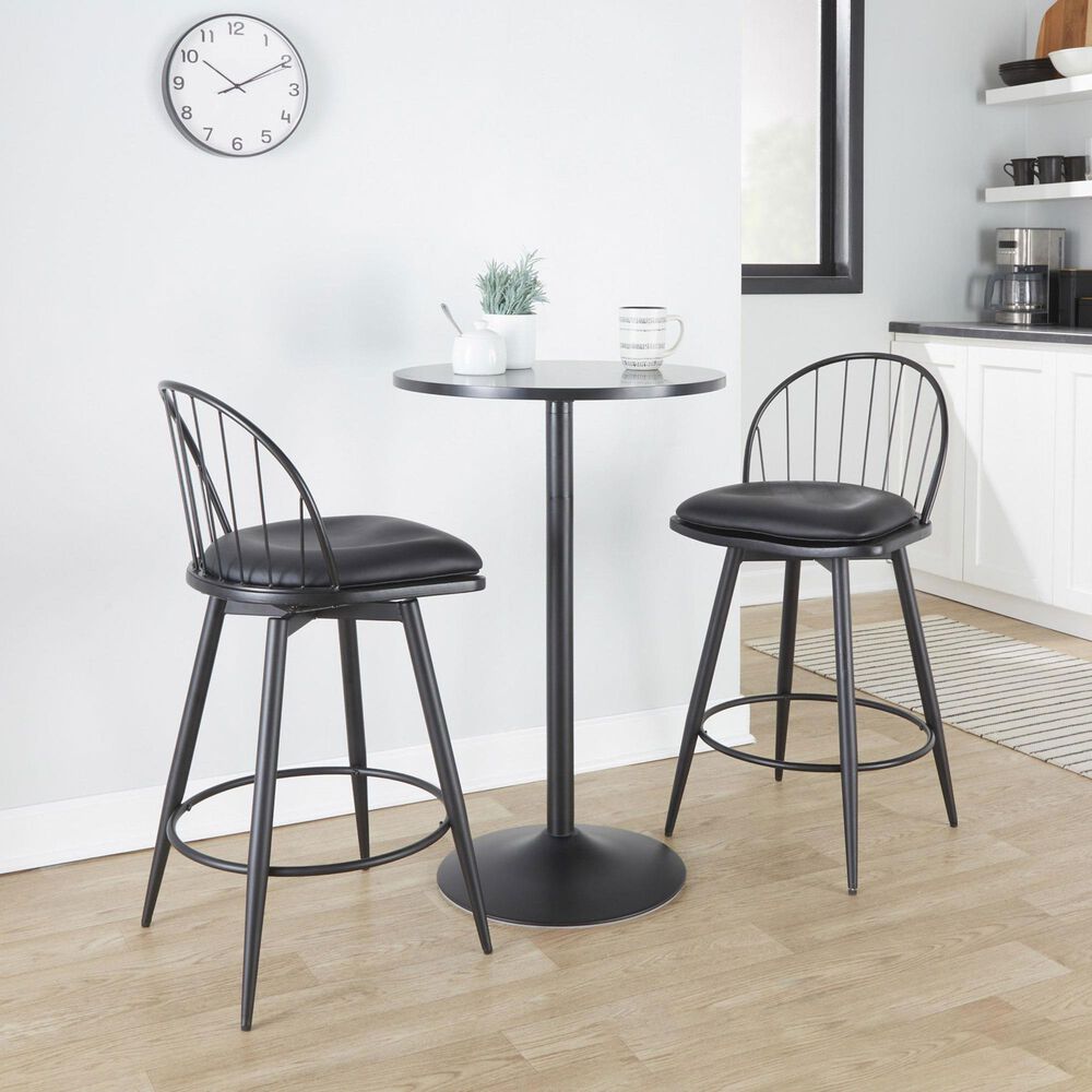 Lumisource Riley 26&quot; Swivel Counter Stool in Black &#40;Set of 2&#41;, , large