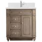 James Martin Vanities Bristol 30" Single Bathroom Vanity in Whitewashed Walnut with Single Hole 3 cm White Zeus Quartz Top and Rectangular Sink, , large
