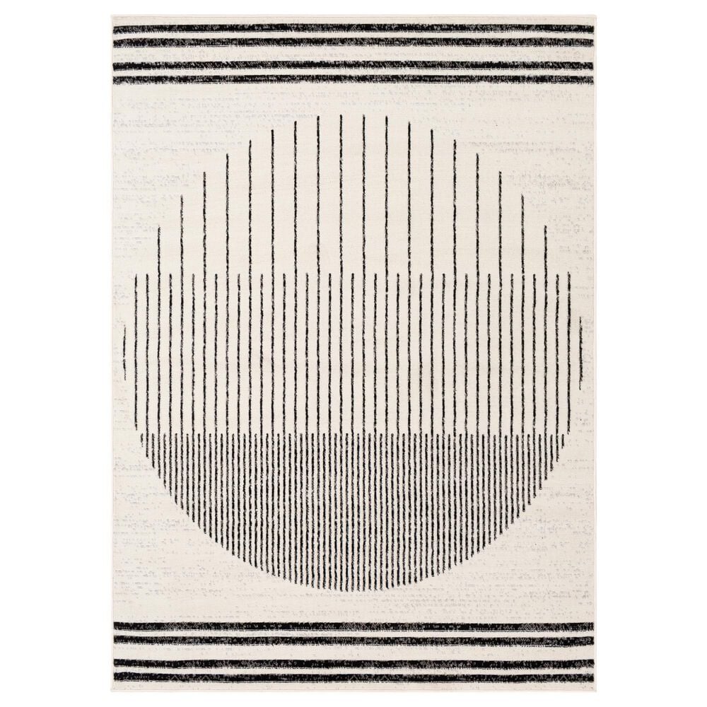 Surya Pisa 5" x 7" Black, Ivory and Gray Area Rug, , large