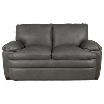 Superb Leather Leather Stationary Loveseat in Oslo Dark Grey, , large