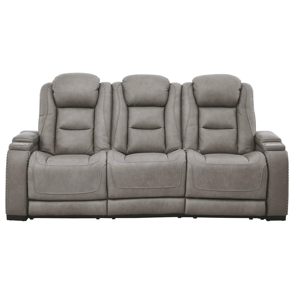Ashley The Man-Den Power Reclining Sofa with Adjustable Headrest in Gray, , large