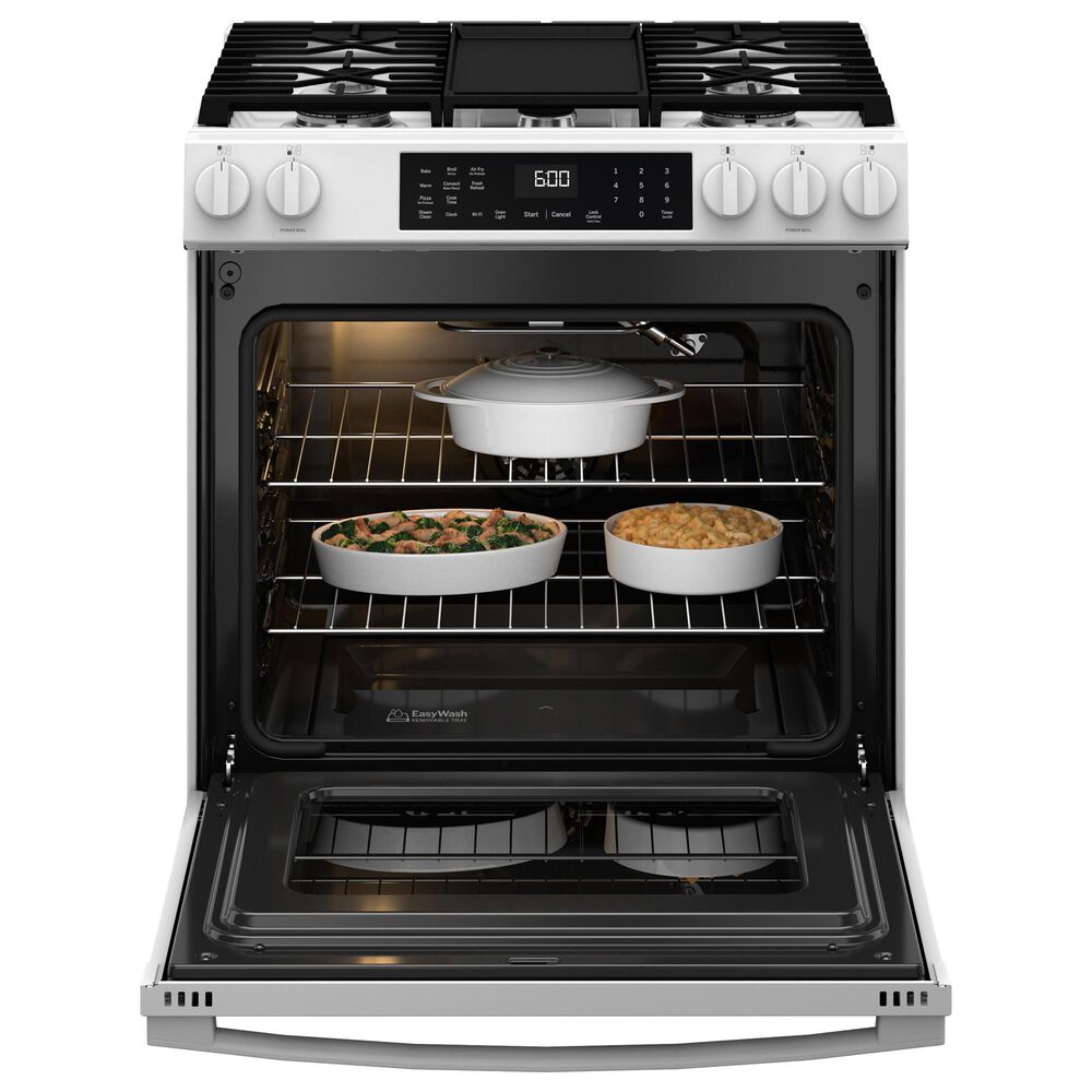 GE Appliances 30&quot; Slide-In Front-Control Convection Gas Range in White, , large