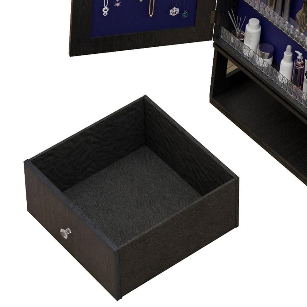 GigaCloud Swivel Jewelry Cabinet with Full Length Mirror and Storage Drawers in Black, , large