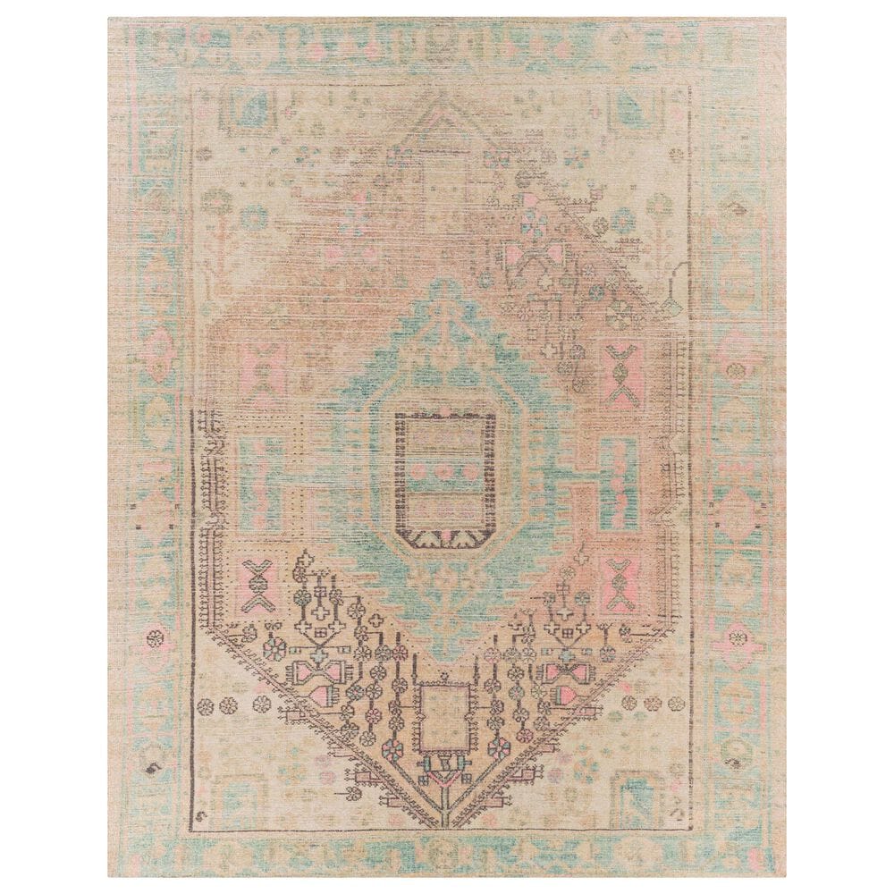 Surya Unique 5" x 7"6" Dusty Pink, Wheat, Charcoal, Peach, Beige, Medium Green and Sage Area Rug, , large