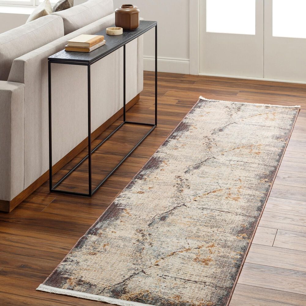 Surya Aida 2&#39;7&quot; x 9&#39; Beige, Medium Gray, Gray, Deep Teal and Tan Runner, , large