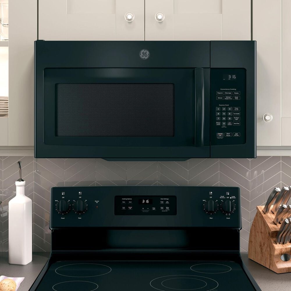 GE Appliances 1.6 Cu. Ft. Over The Range Microwave Oven with Recirculating Venting in Black, , large