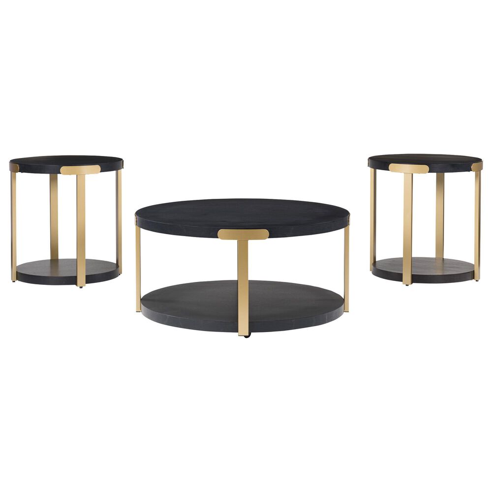 Ashley Shylore Occasional Table Set in Black and Brass (Set of 3), , large