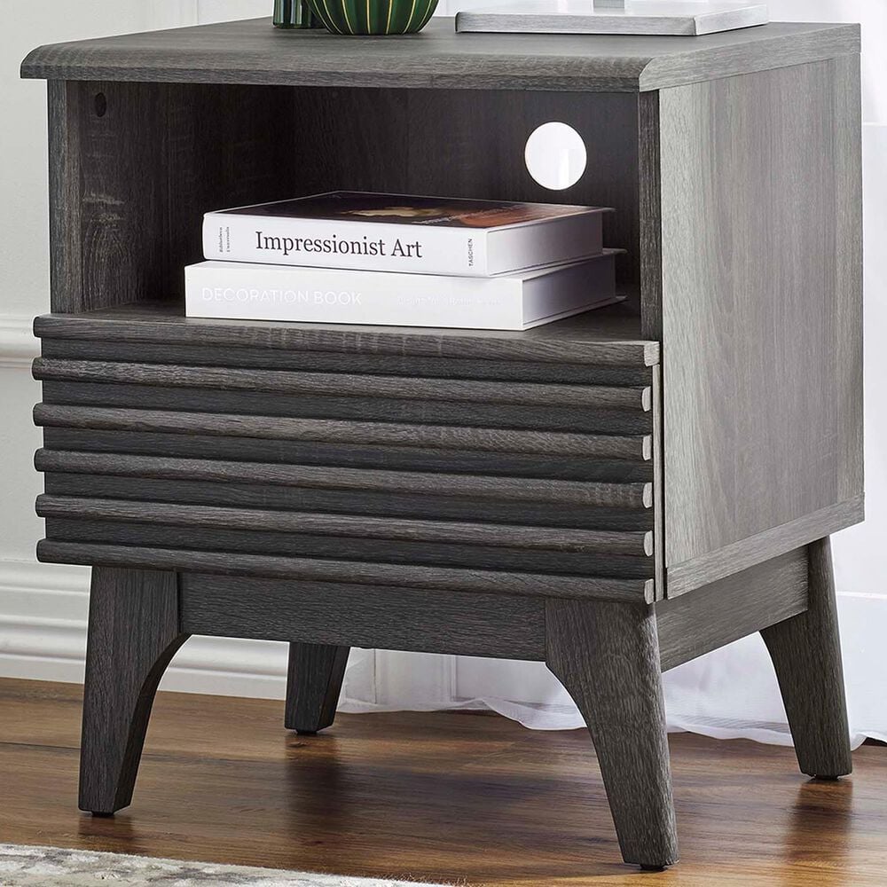 Modway Render 1 Drawer and Shelf Nightstand in Charcoal, , large
