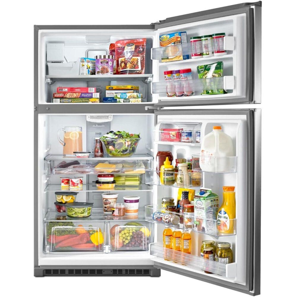 Maytag 21 Cu. Ft. 33-Inch Wide Top Freezer Refrigerator with EvenAir Cooling Tower Stainless Steel, , large