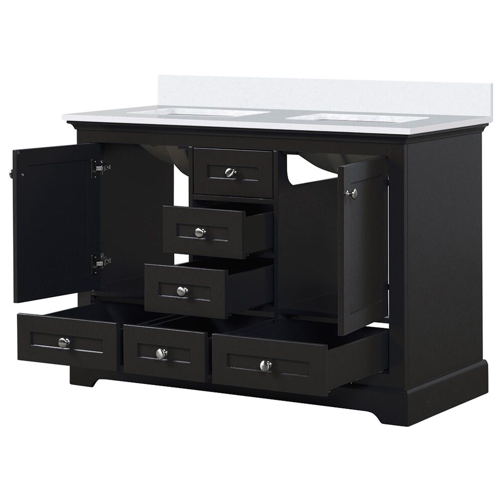 Lexora Home Dukes 48&quot; Double Bathroom Vanity in Espresso with 2 cm White Quartz Top and Rectangular Sinks, , large