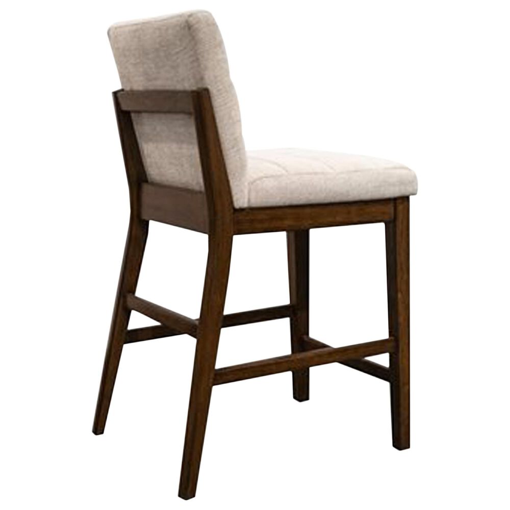 Emerald Ronan Counter Dining Table and 6 Counter Stools in Dark Brown Finish and Cream Polyester, , large