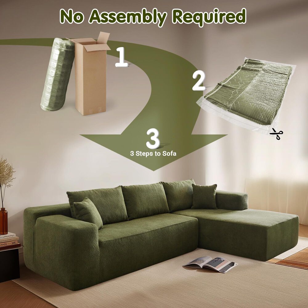 HOMLUX 2-Piece Mod Sectional with RAF Chaise in Green, , large