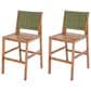 Hearth and Haven Outdoor Bar Stool with Green Wicker Back in Cream (Set of 2), , large