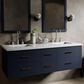 Lexora Home Castor 60" Double Bathroom Vanity in Blue with 2 cm White Quartz Top and Rectangular Sinks, , large