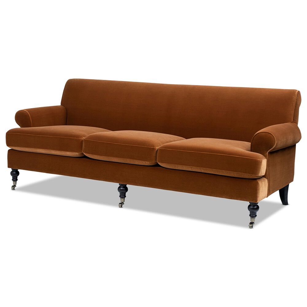 Jennifer Taylor Home Alana Stationary Sofa in Burnt Orange Velvet, , large