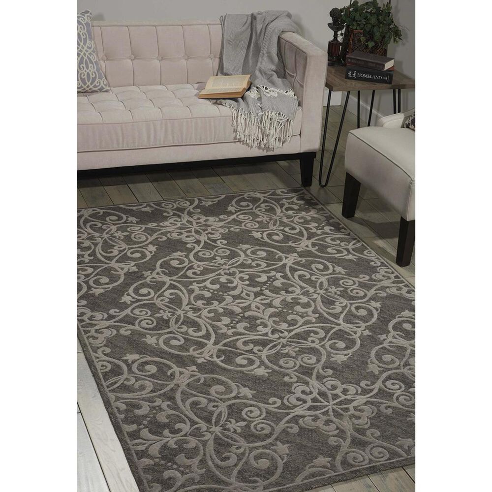 Nourison Damask DAS01 5&#39; x 7&#39; Grey Area Rug, , large