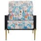 Hearth and Haven Floral Velvet Lounge Arm Chair with Gold Metal Legs in Blue, , large