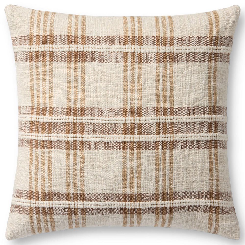 Loloi 22" Square Throw Pillow in Tan, Brown and Multicolor, , large