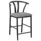 Coaster Dolman Counter Stool in Black Finish and Gray Upholstery, , large