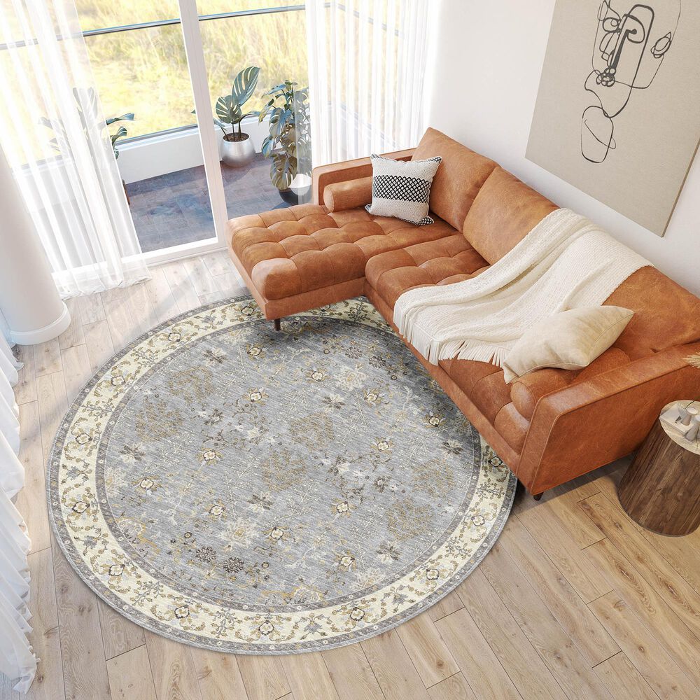 Dalyn Rug Company Hatay 8&#39; Round Gray Area Rug, , large
