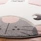 Safavieh Carousel 4" Round Pink and Grey Kids Area Rug, , large