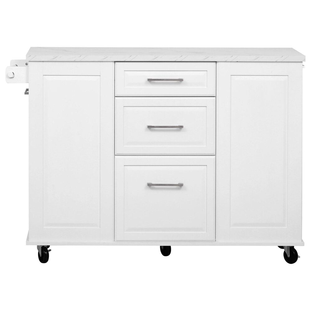 HOMLUX 51" Kitchen Island with Tilt Trash Can Cabinet in White, , large