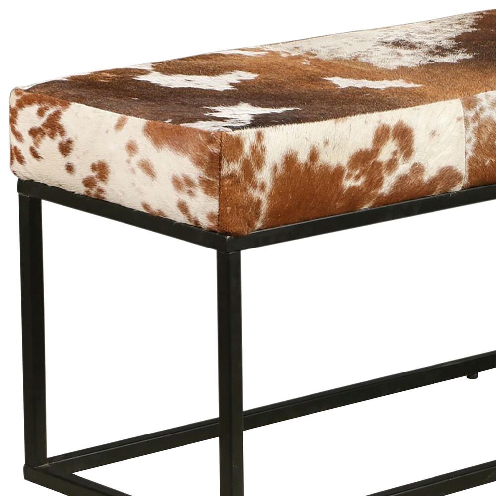 Home Trends &amp; Design New York 54&quot; Bench in Powder Coated Black and Cowhide Leather, , large