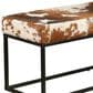 Home Trends & Design New York 54" Bench in Powder Coated Black and Cowhide Leather, , large