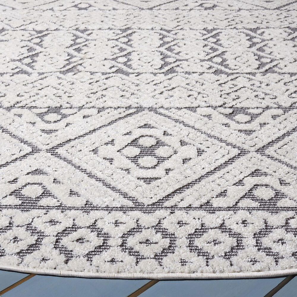 Safavieh Cabana CBN654A 6&#39;7&quot; Round Ivory and Grey Area Performance Rug, , large