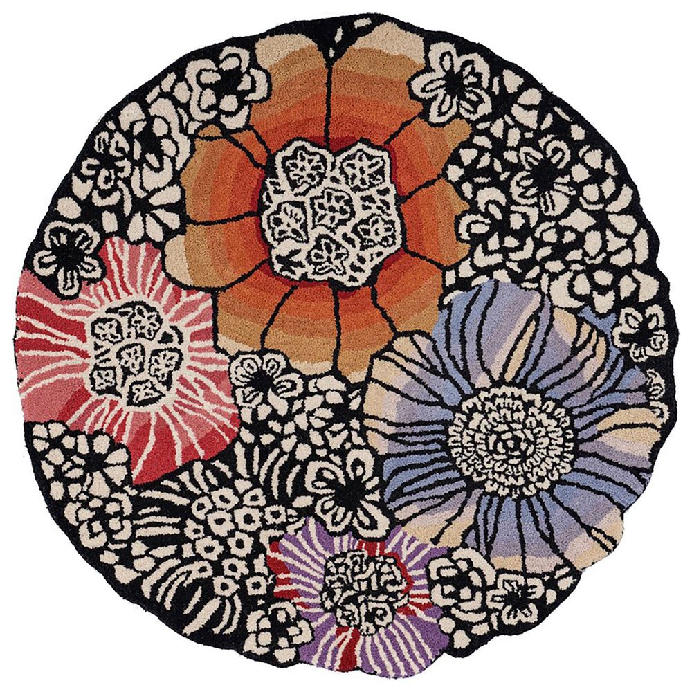 L&R Resources Sinuous Spring Blossoms 4" Scalloped Multicolor Area Rug, , large