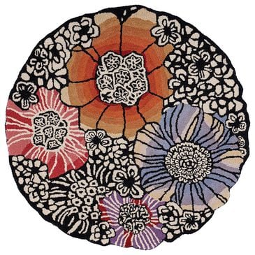 L&R Resources Sinuous Spring Blossoms 4" Scalloped Multicolor Area Rug, , large