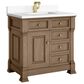James Martin Vanities Brookfield 36" Single Bathroom Vanity in Pecan with Single Hole 3 cm White Zeus Quartz Top and Rectangular Sink, , large