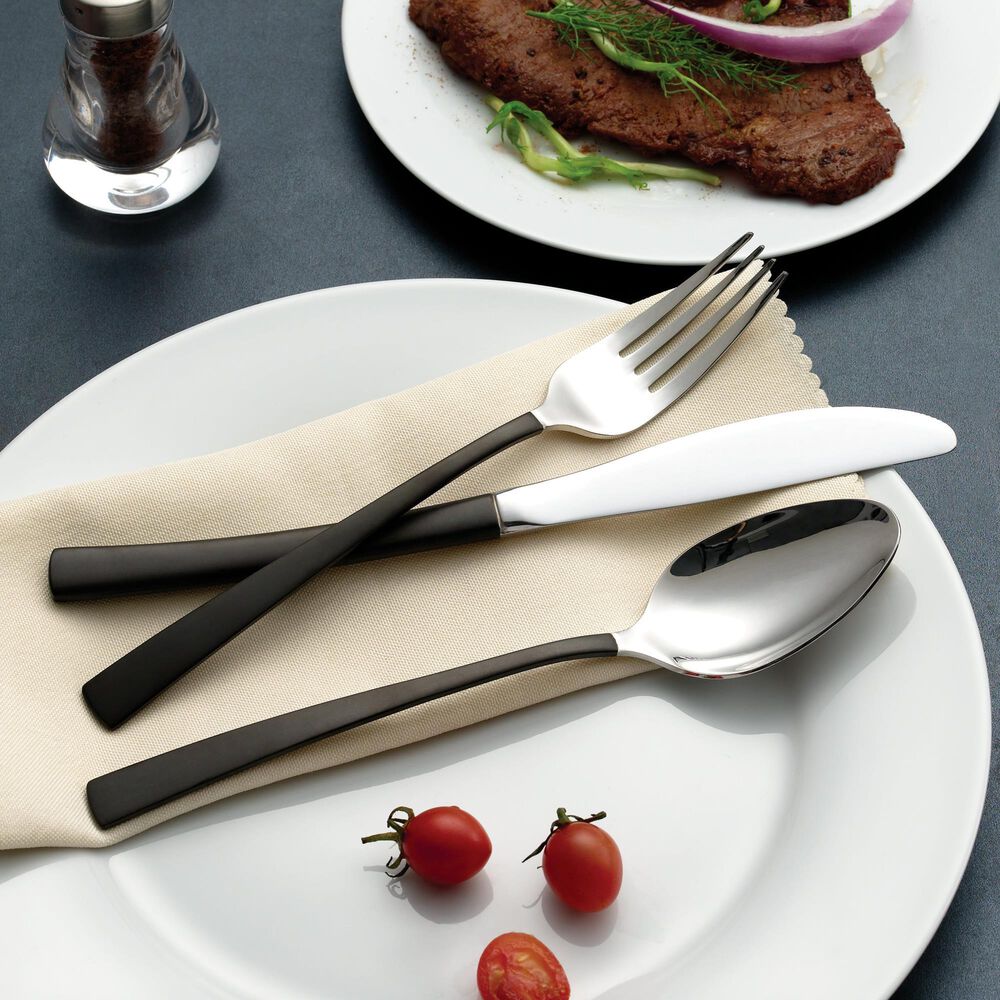 Gifts Plus 20-Piece Flatware Set in Stainless Steel and Matte Black, , large