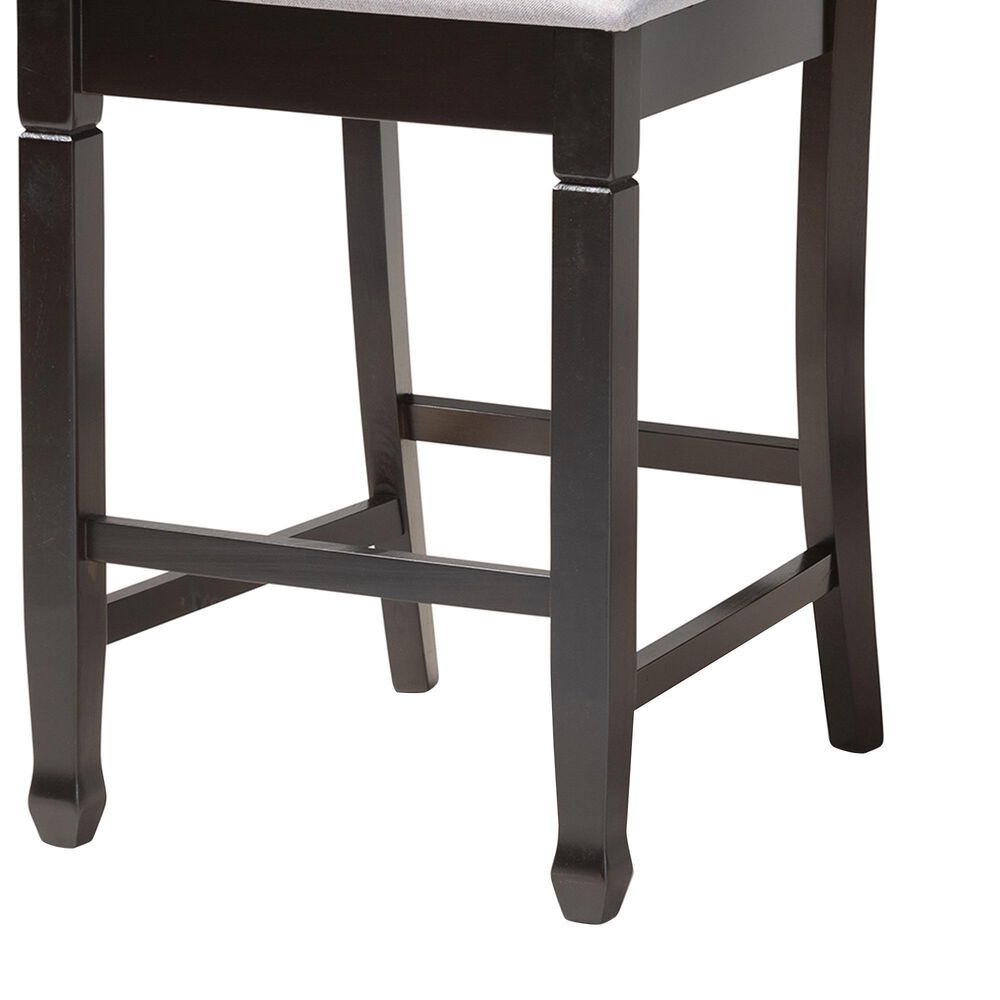 Baxton Studio Lanier Counter Height Pub Chair with Grey Cushion in Espresso Brown (Set of 2), , large