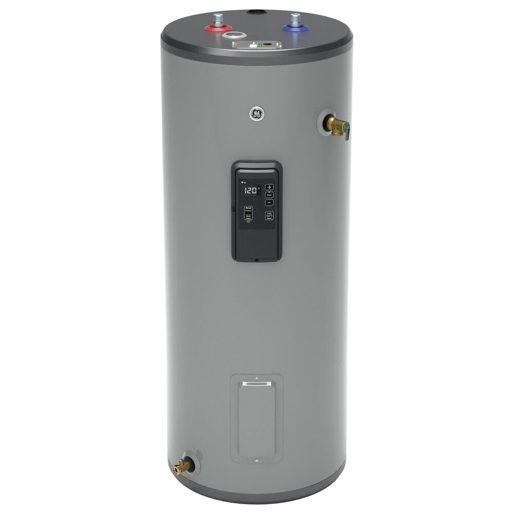 GE Appliances 30-Gallon Smart Tall Electric Water Heater with Anode Sensing in Gray, , large