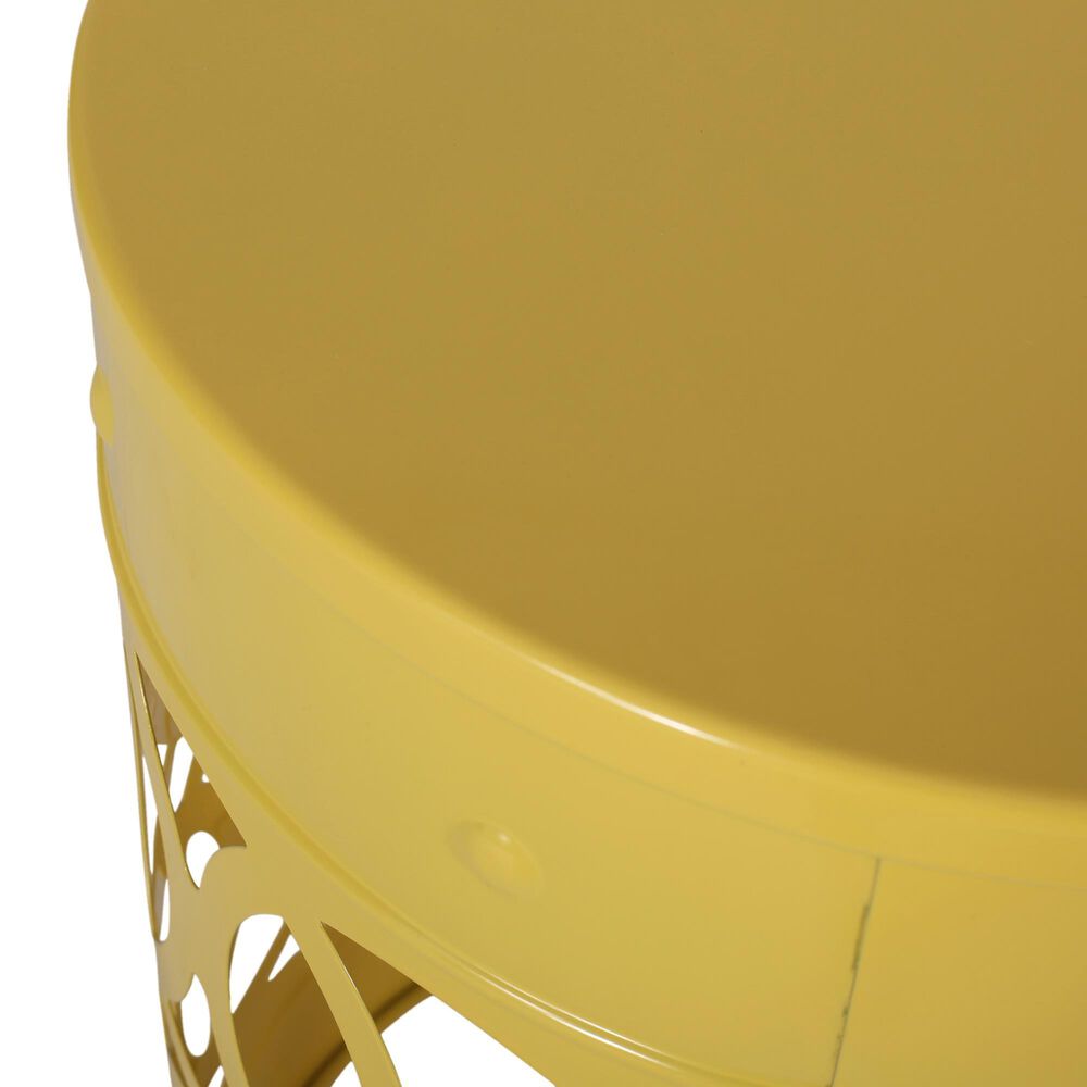 Hearth and Haven Outdoor Side Table with Overlapping Circle Design in Yellow, , large